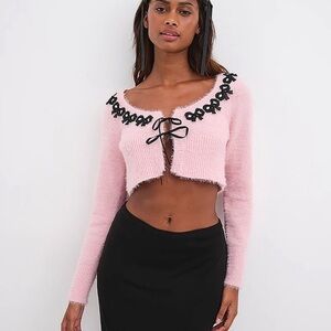 For Love and Lemons Pink Bow Cardigan